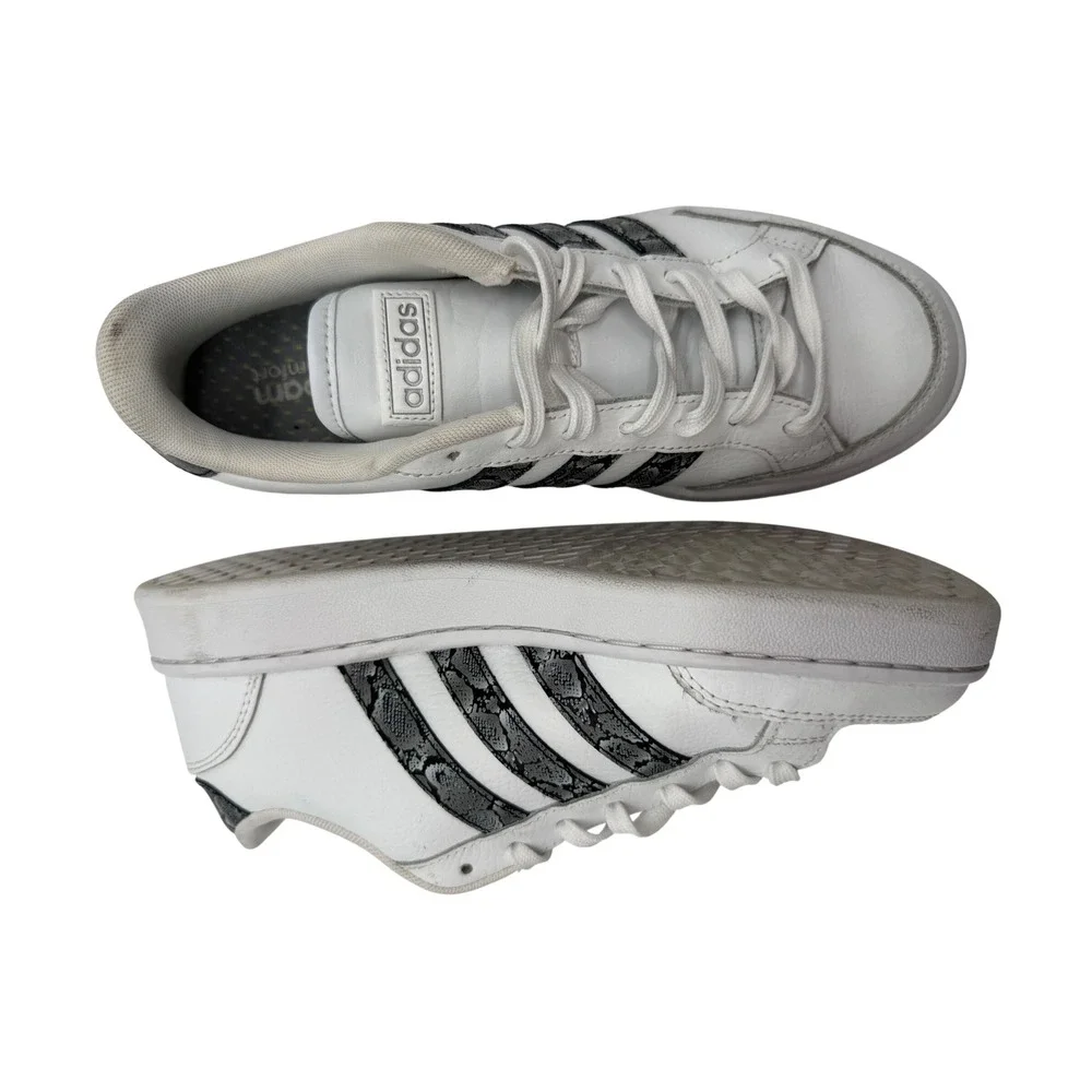 Adidas Grand Court Sneakers Womens 8.5 White Good Snakeskin Stripes GX8133